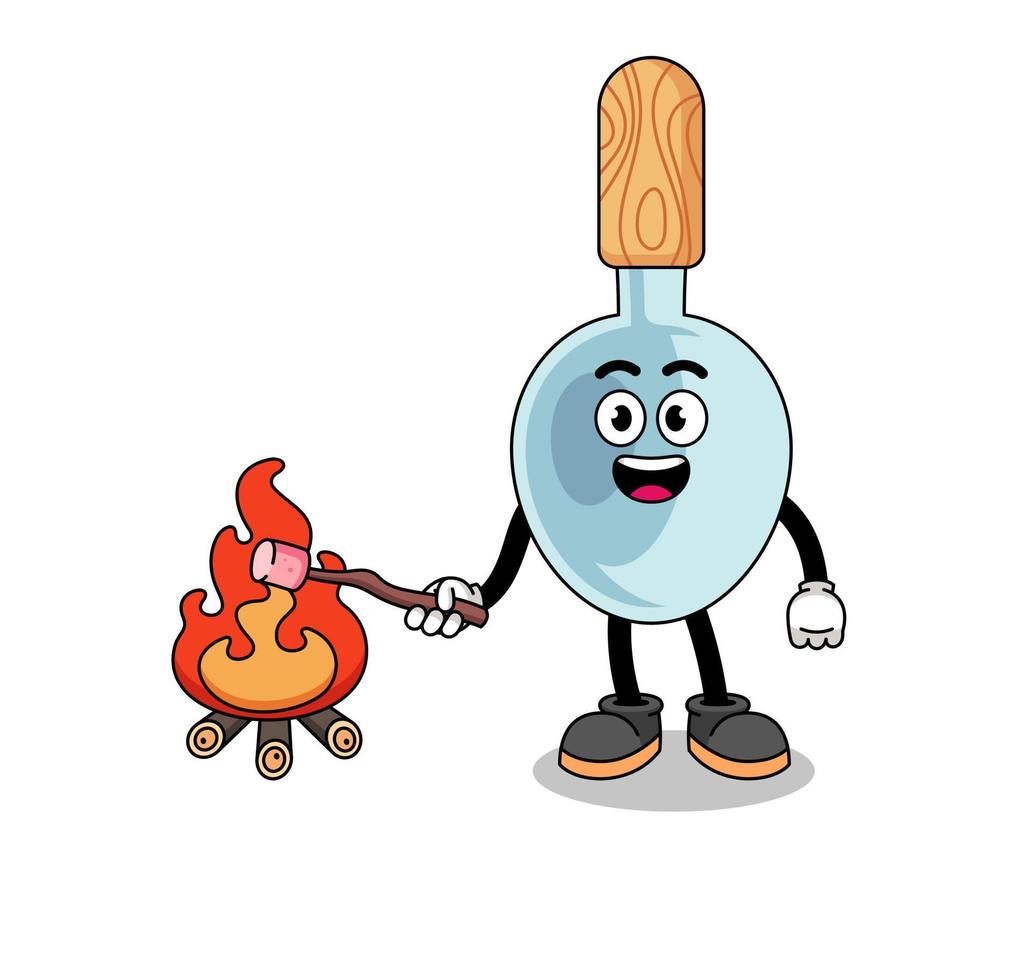Illustration of cooking spoon burning a marshmallow vector