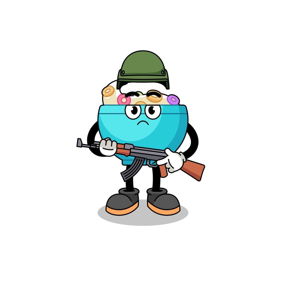 Cartoon of cereal bowl soldier vector