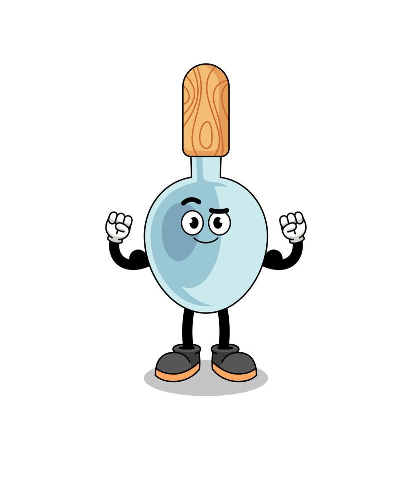 caricatura de mascota de cuchara de cocina posando con músculo vector