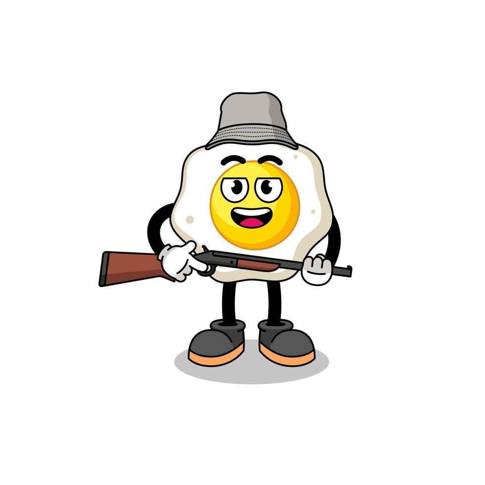 Cartoon Illustration of fried egg hunter vector