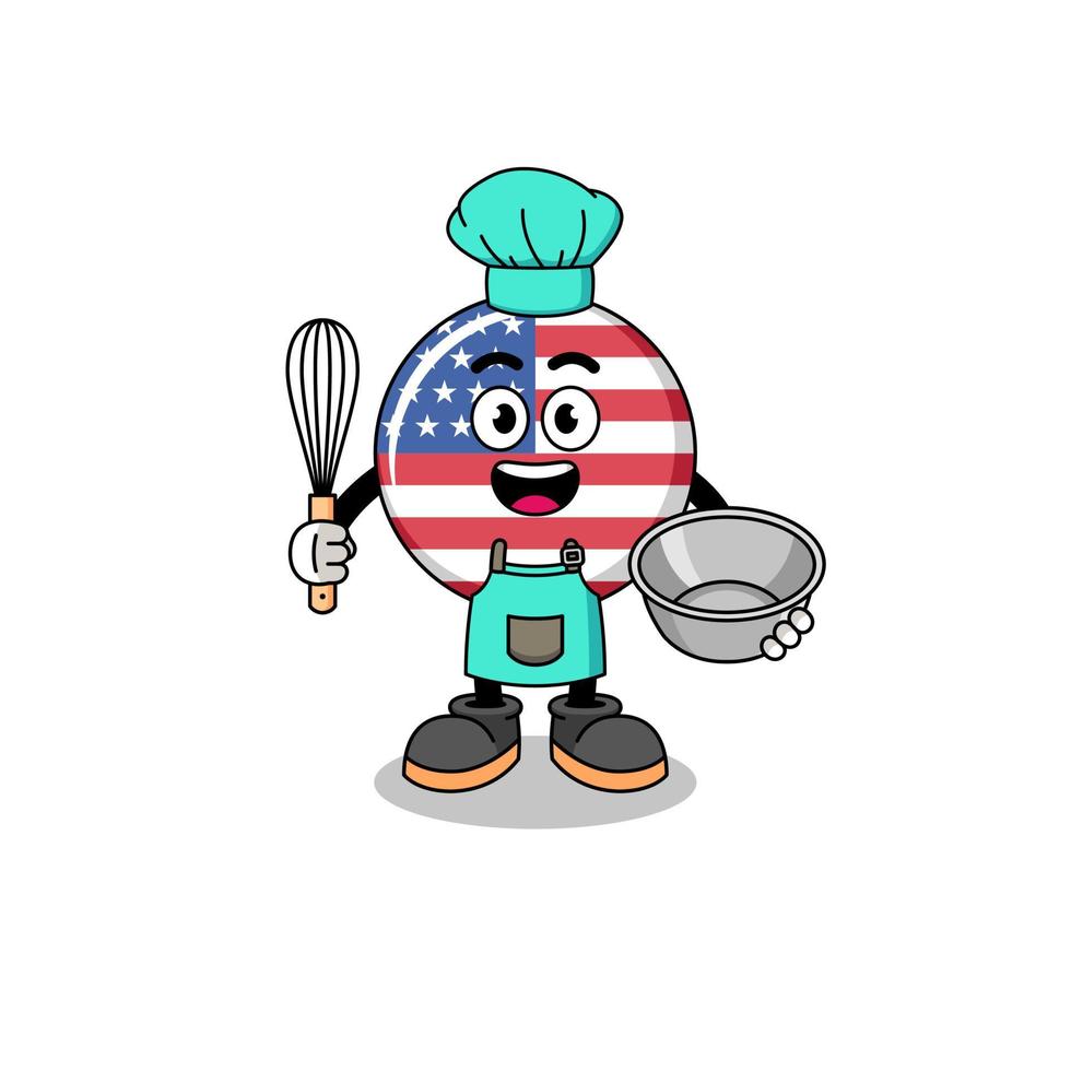Illustration of united states flag as a bakery chef vector