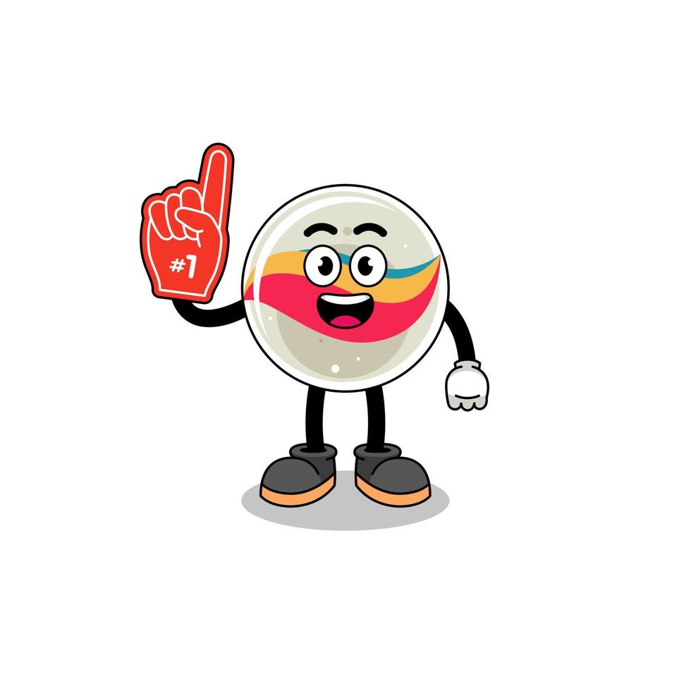 Cartoon mascot of marble toy number 1 fans vector