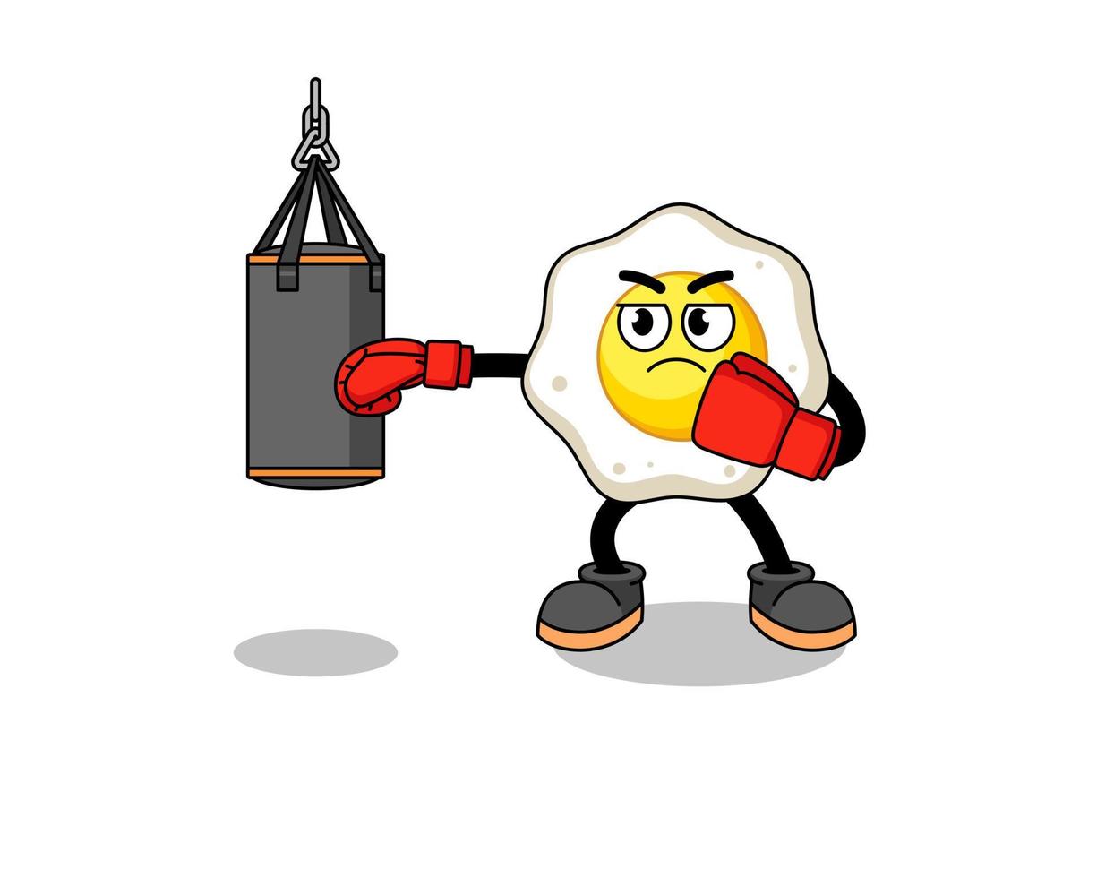 ilustración de boxeador de huevo frito vector