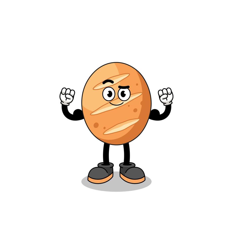 Mascot cartoon of french bread posing with muscle vector