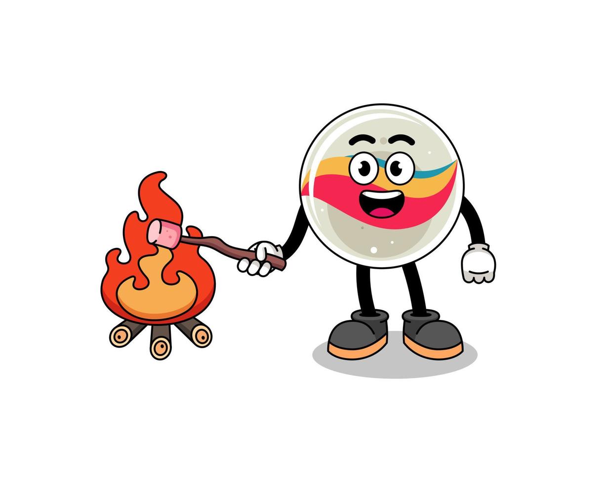 Illustration of marble toy burning a marshmallow vector