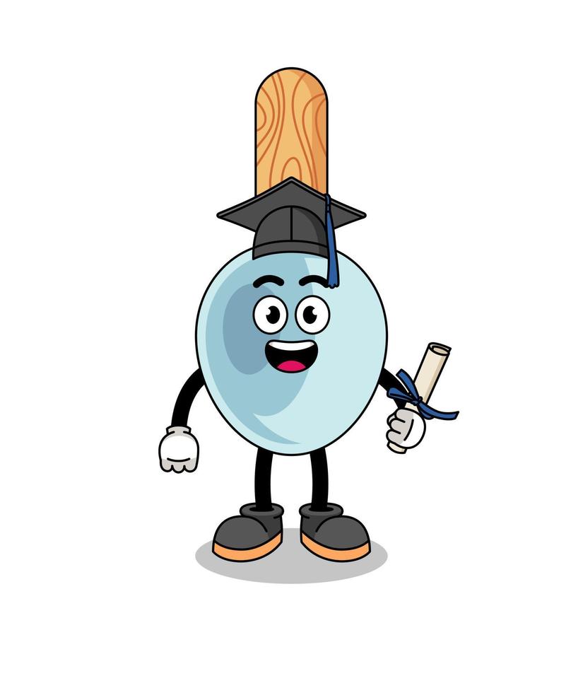 cooking spoon mascot with graduation pose vector
