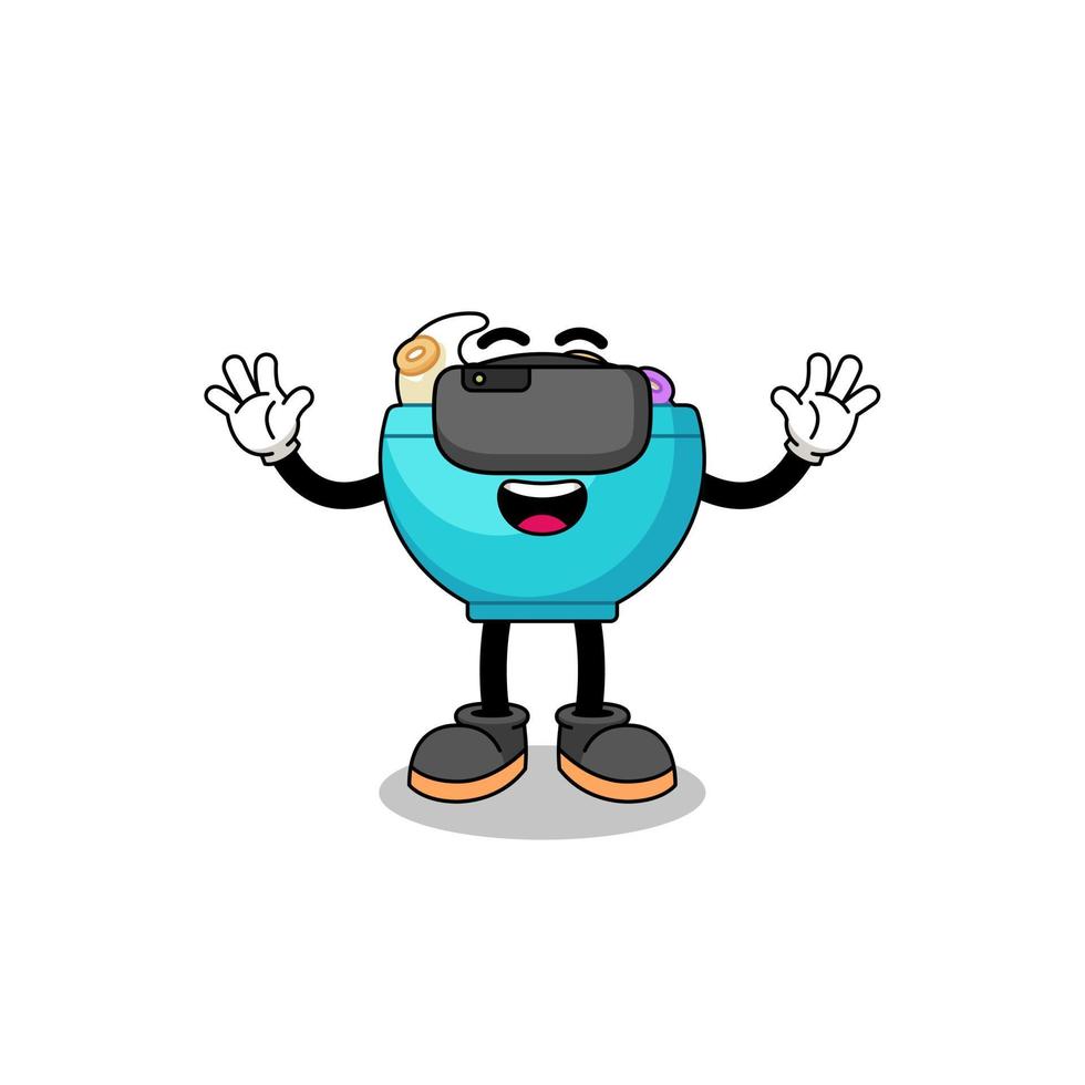 Illustration of cereal bowl with a vr headset vector