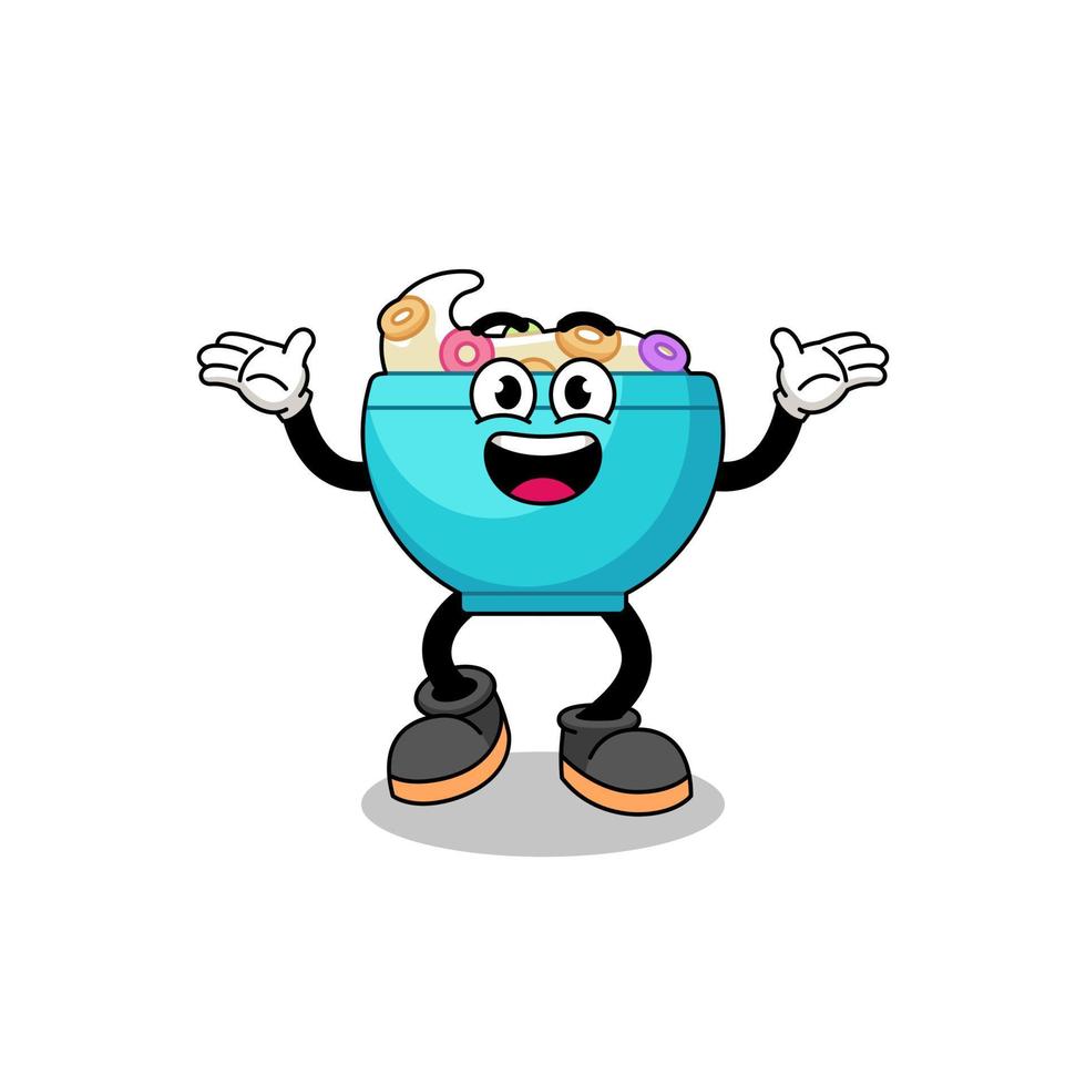 cereal bowl cartoon searching with happy gesture vector