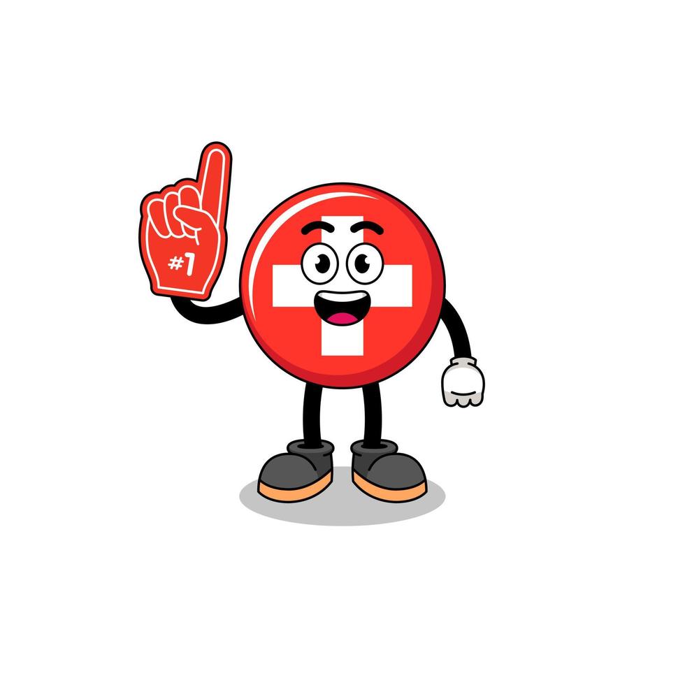 Cartoon mascot of switzerland number 1 fans vector