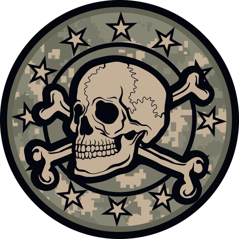 combat, military chevron with skull vector