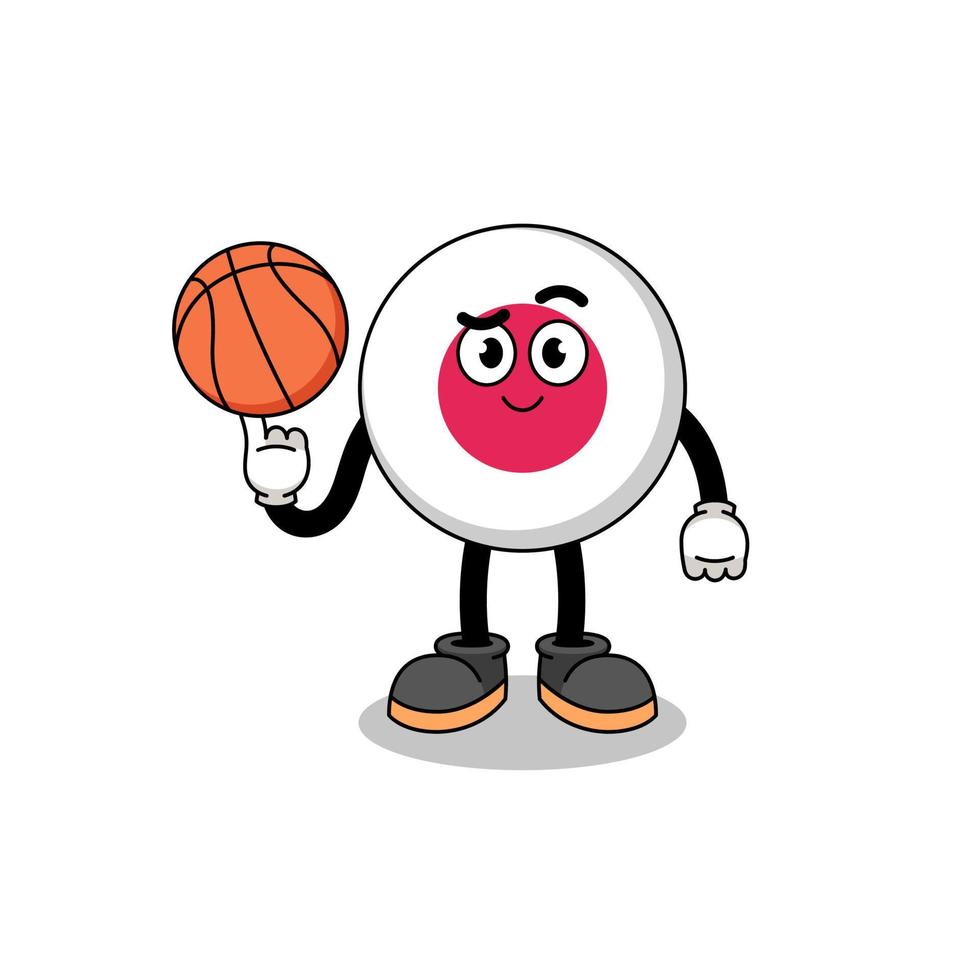 ilustración de la bandera de japón como jugador de baloncesto vector