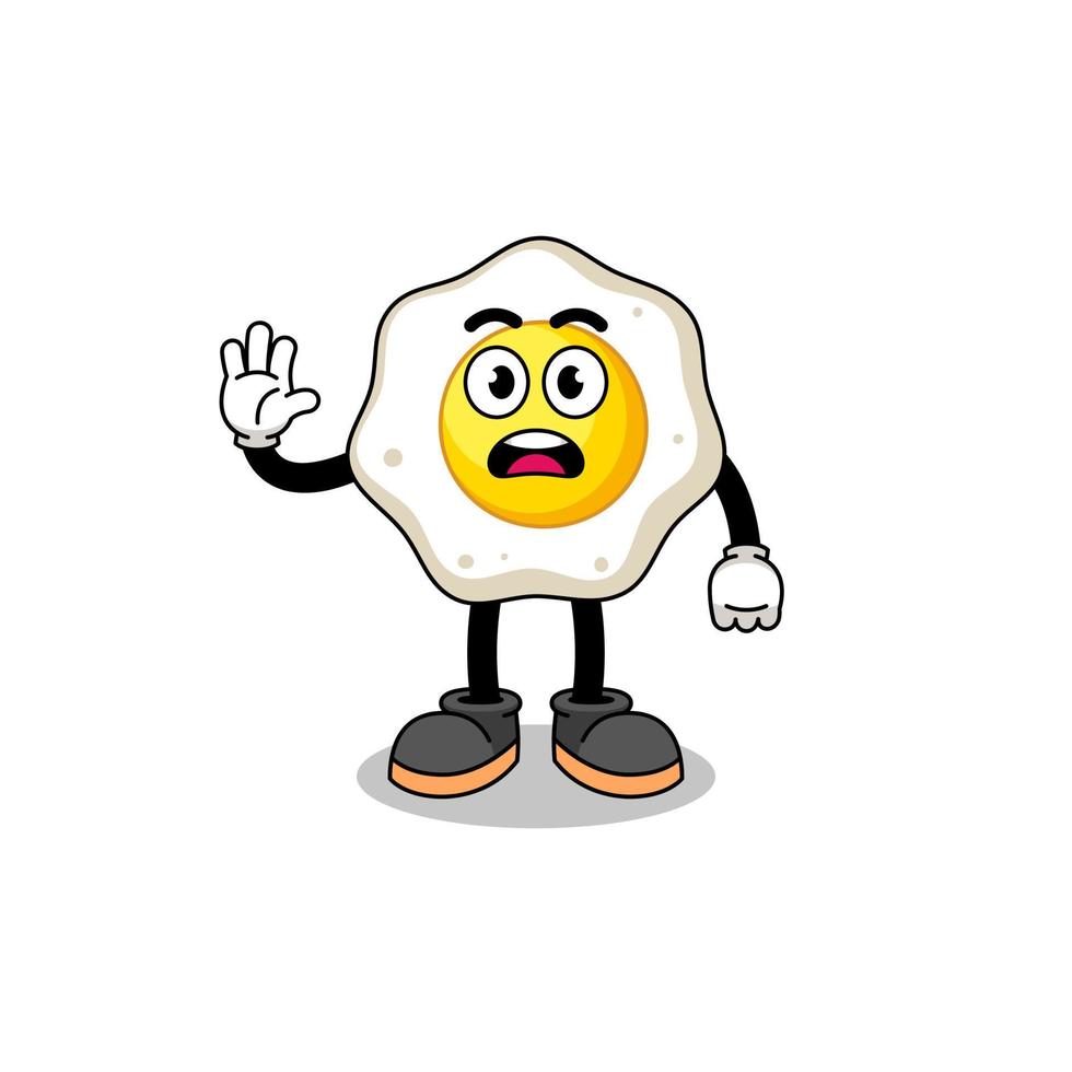 fried egg cartoon illustration doing stop hand vector