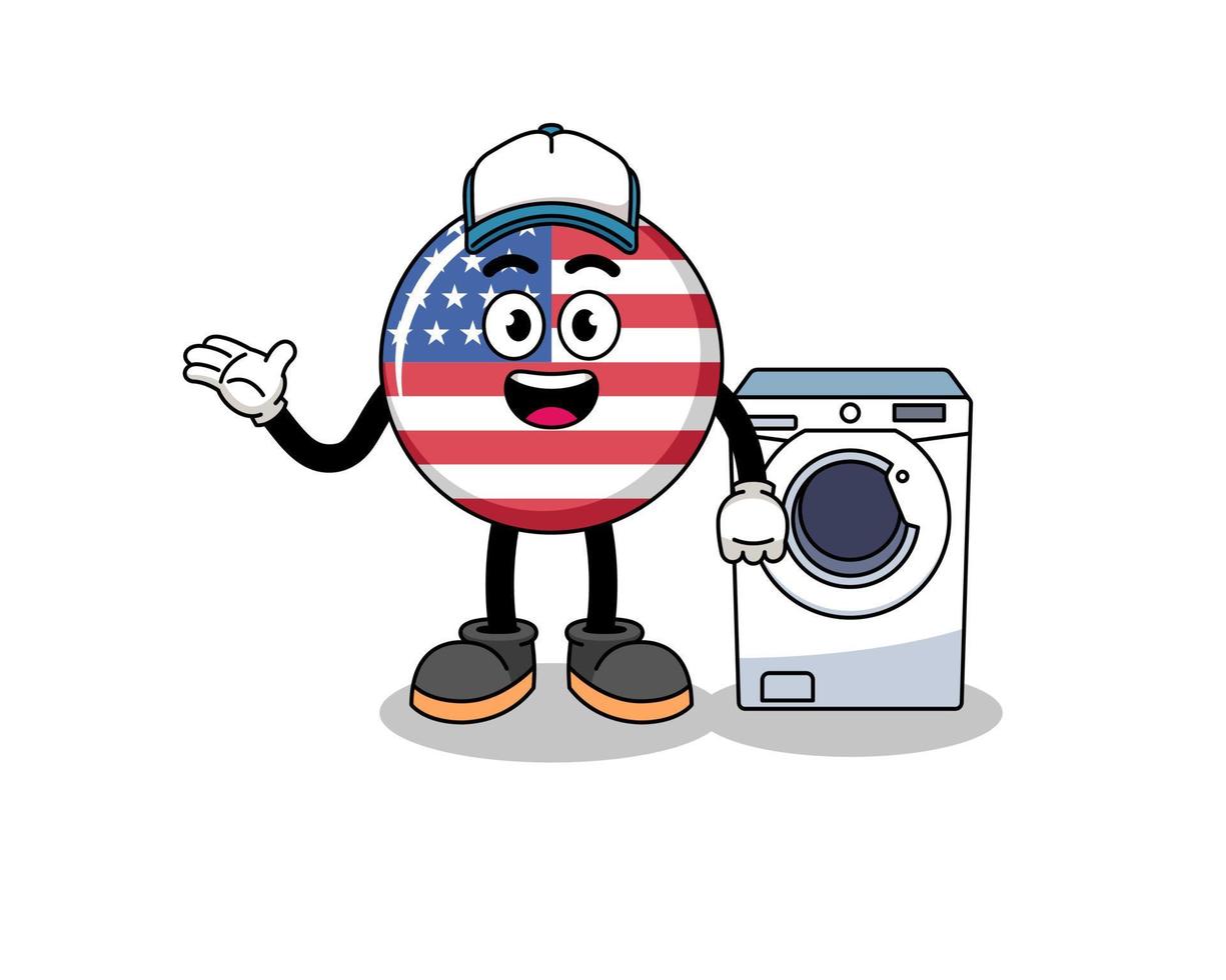 united states flag illustration as a laundry man vector