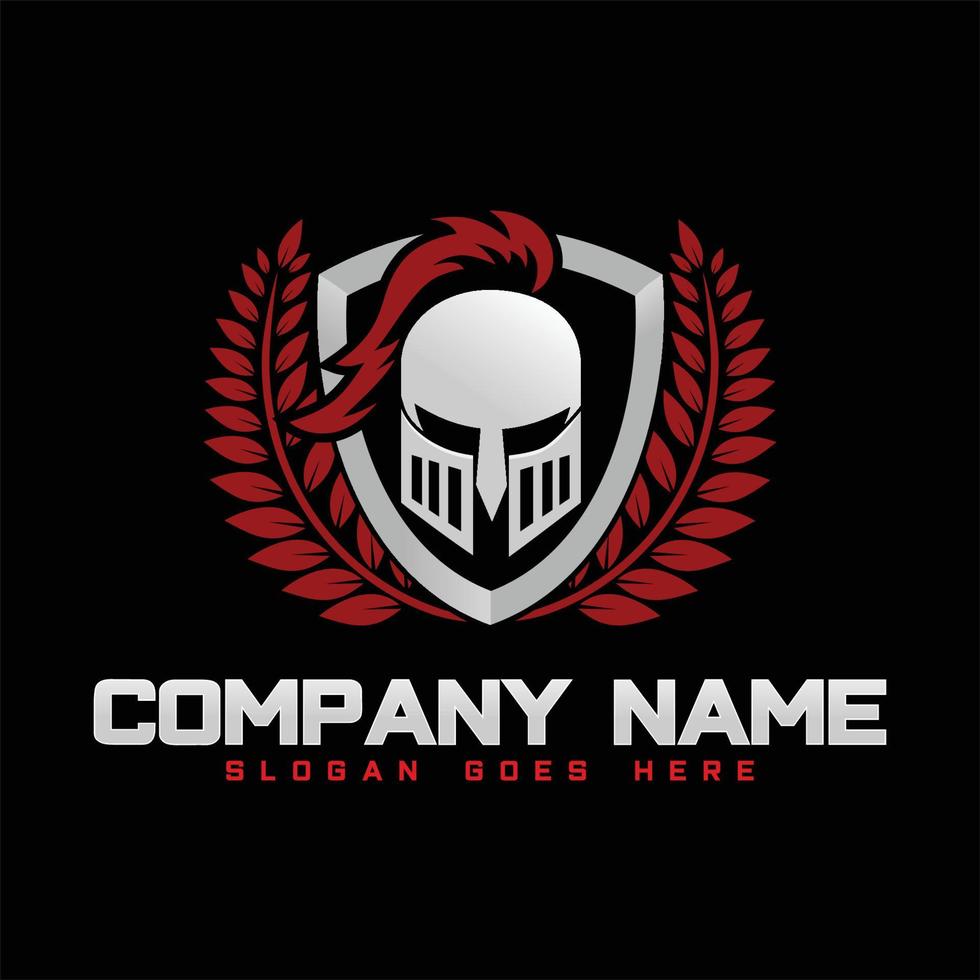 Spartan knight helmet logo design on white background vector