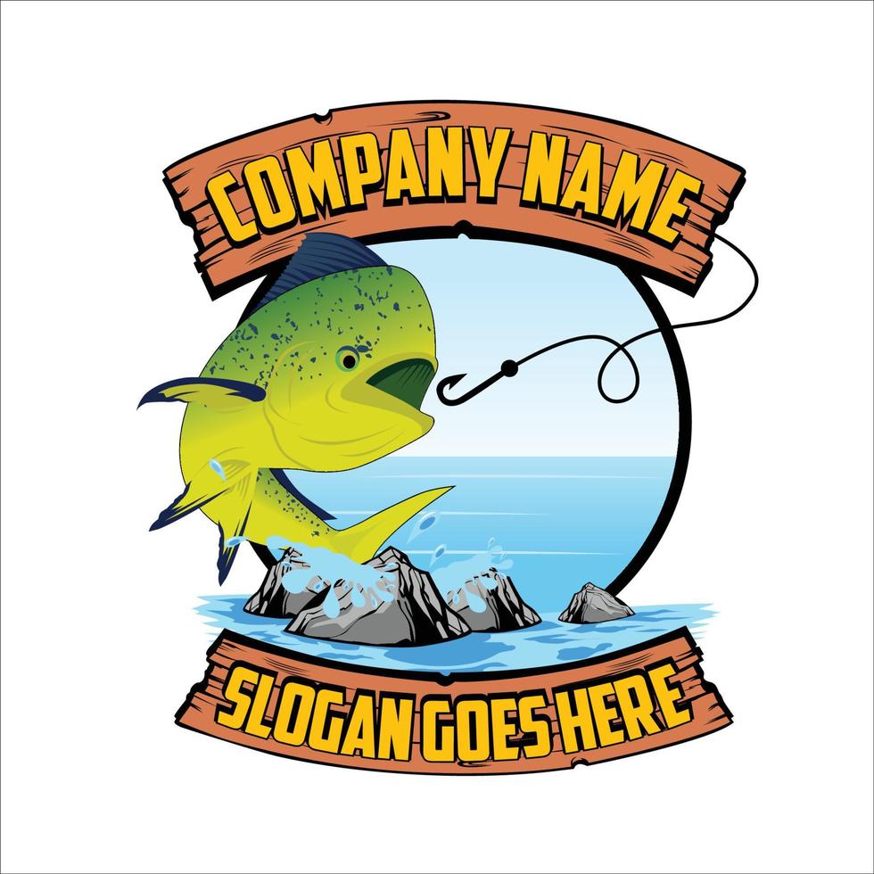 Mahi fishing logo vector illustration. Can be used for creating logo and emblem for fishing clubs, prints, web and crafts.