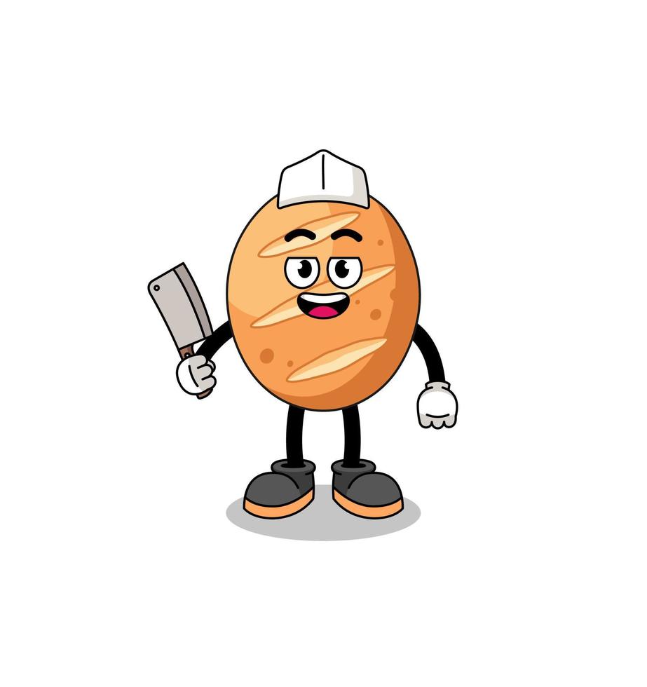 Mascot of french bread as a butcher vector
