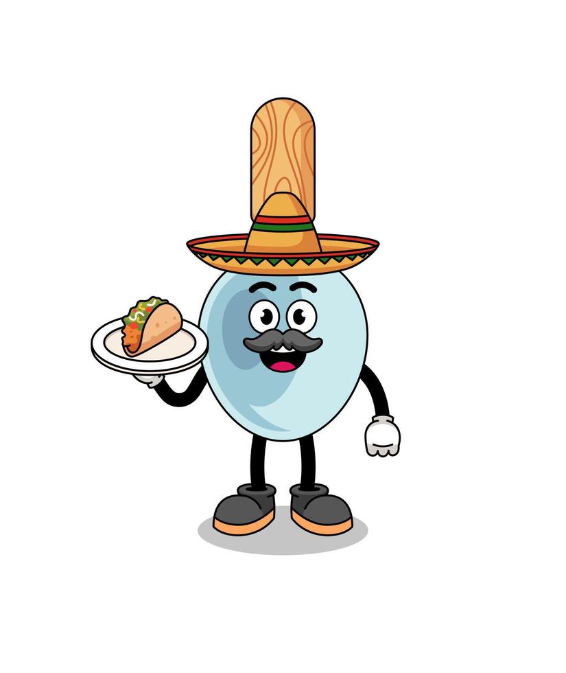caricatura de personaje de cuchara de cocina como chef mexicano vector