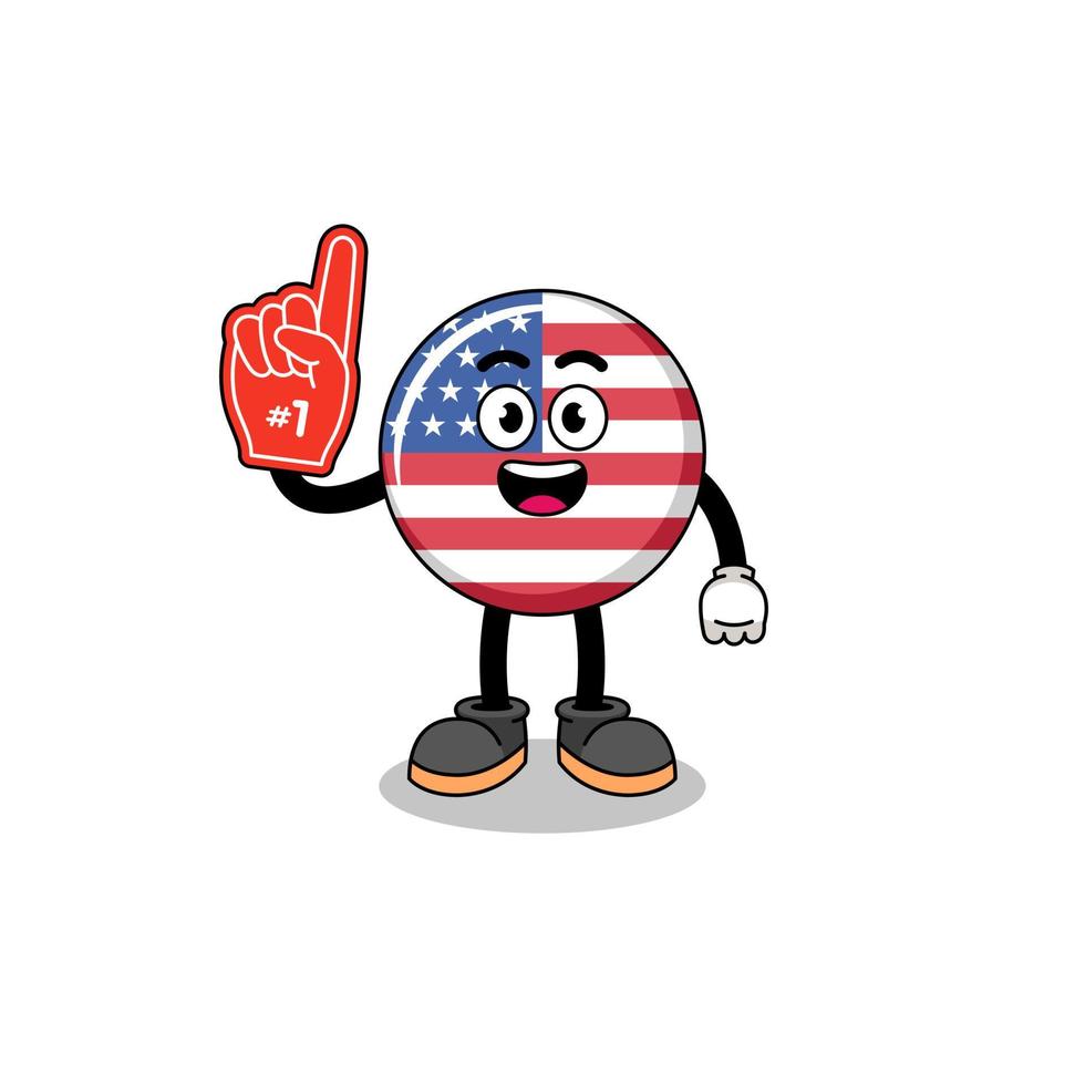 Cartoon mascot of united states flag number 1 fans vector