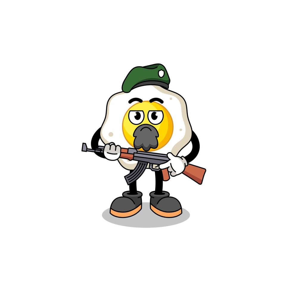 Character cartoon of fried egg as a special force vector
