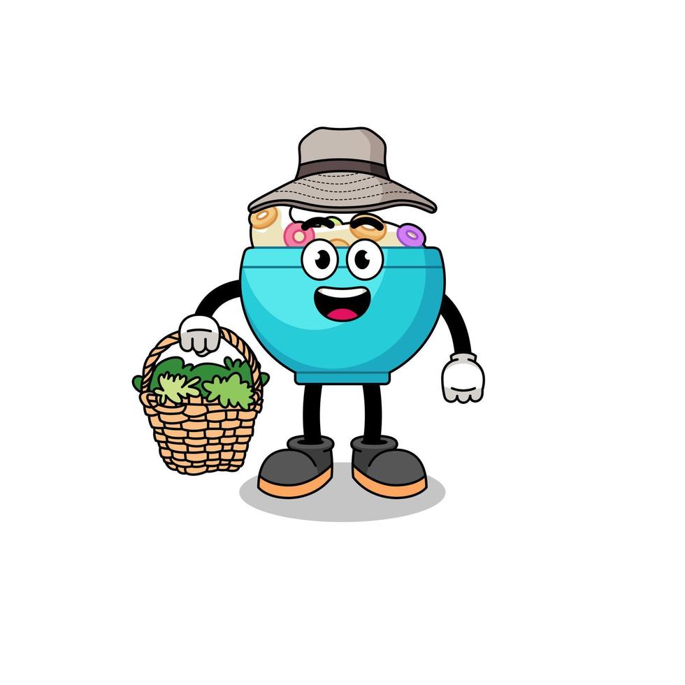 Character Illustration of cereal bowl as a herbalist vector