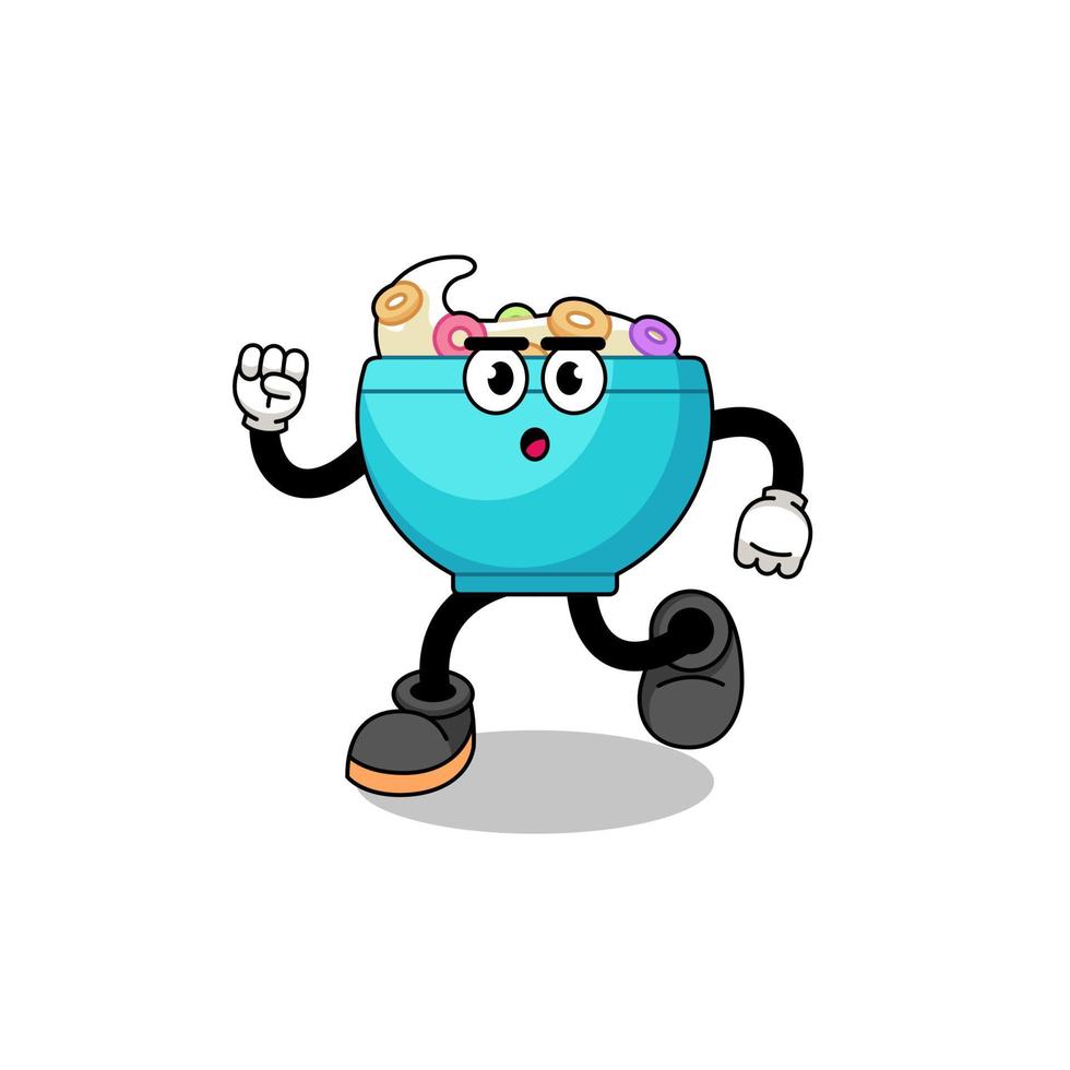 running cereal bowl mascot illustration vector