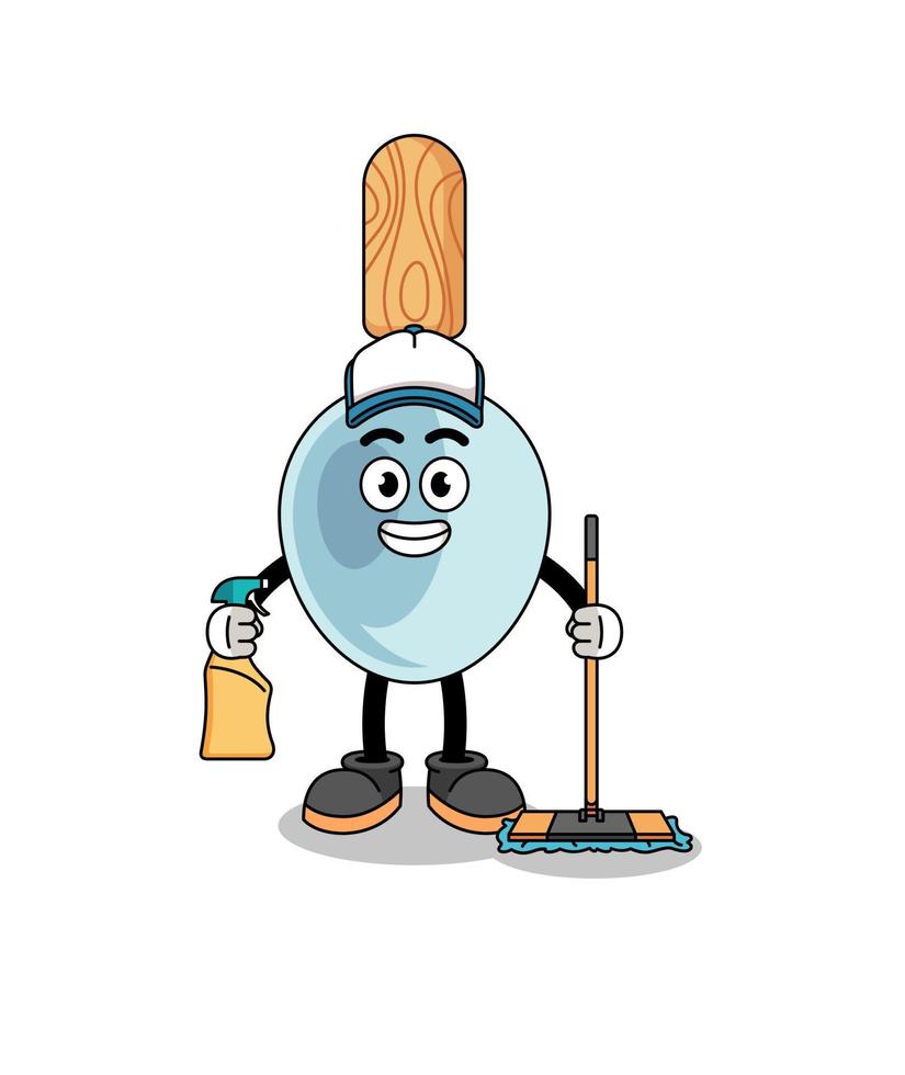 Character mascot of cooking spoon as a cleaning services vector