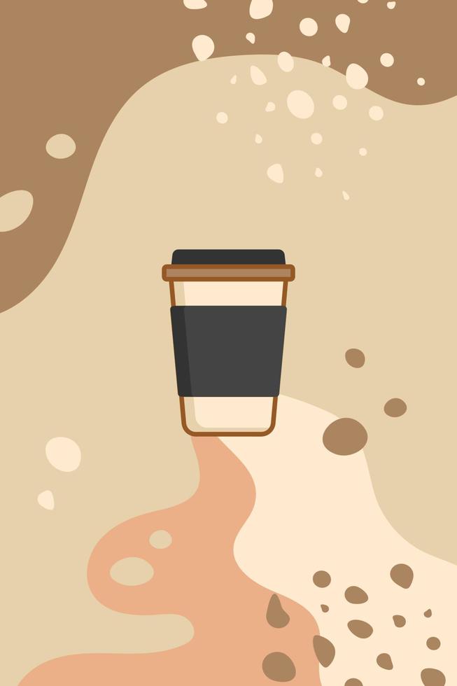 Abstract creative background with copy space for text and Coffee linear Icon. Design template for social medi stories for Coffee shop and house. Vector illustration.