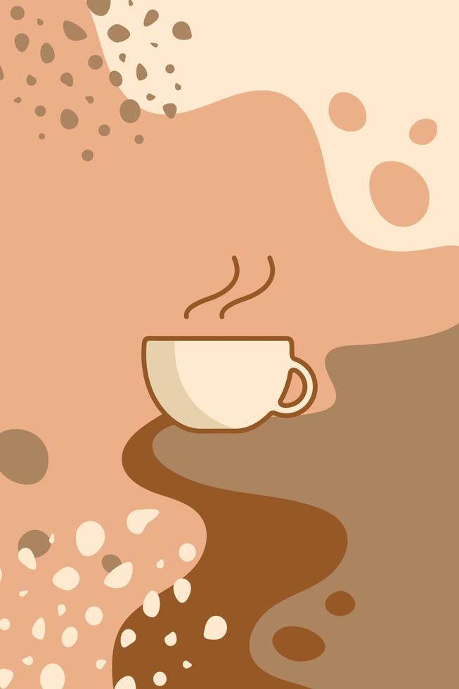 fondo creativo abstracto vectorial con espacio de copia para texto e icono lineal de café. plantilla de diseño para historias de medios sociales para cafetería. vector