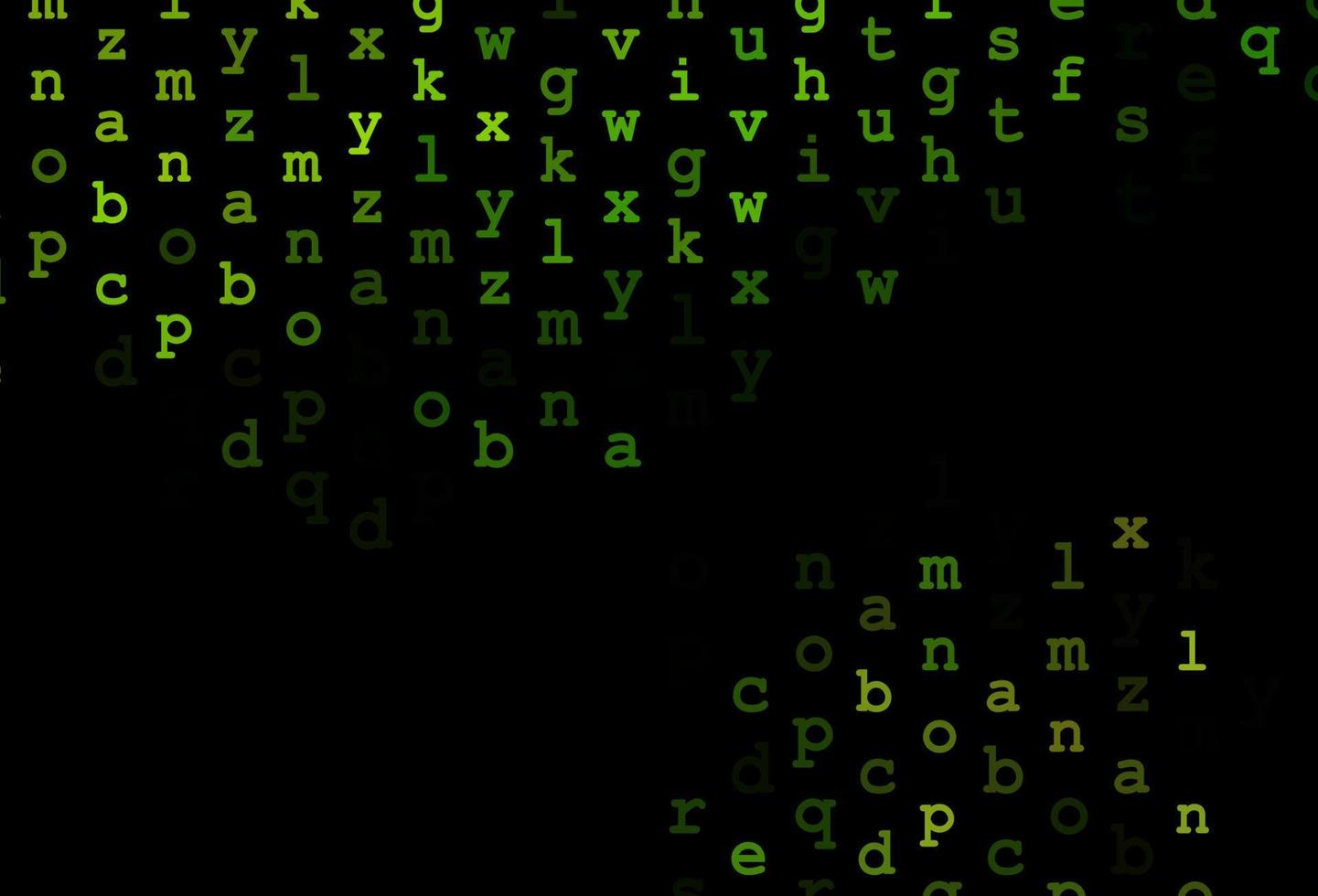 Dark green vector layout with latin alphabet.