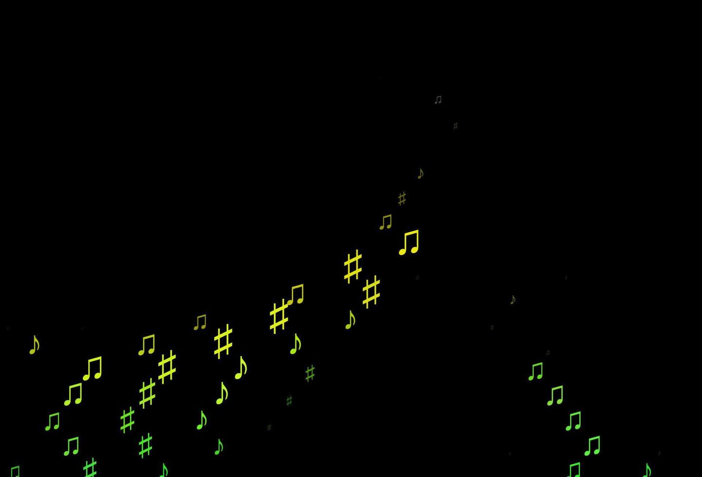 textura de vector azul oscuro, amarillo con notas musicales.