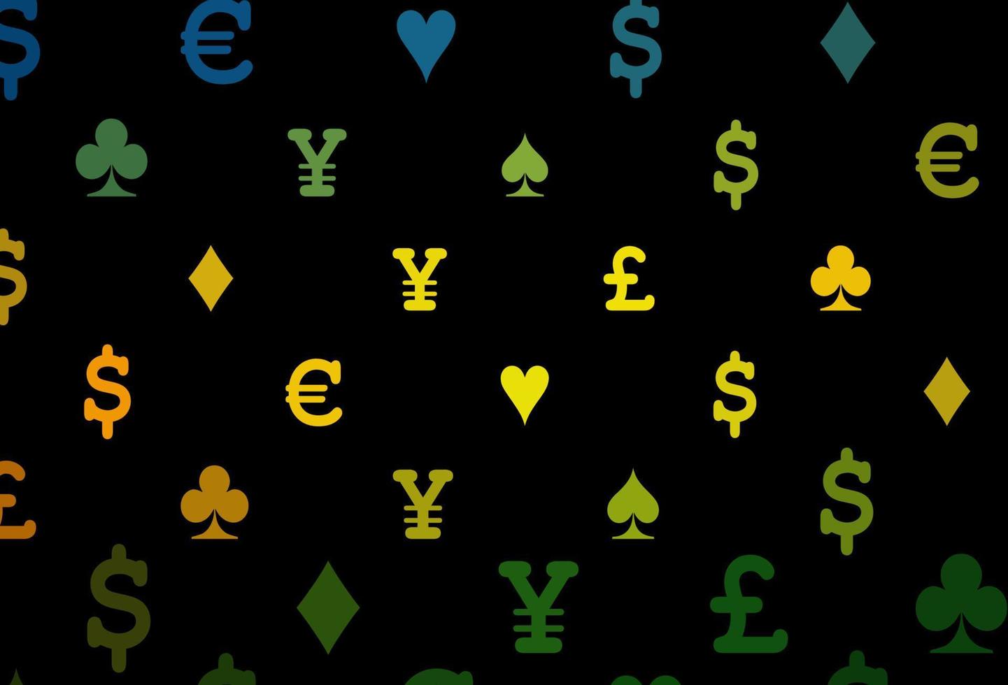 Dark blue, yellow vector template with poker symbols.