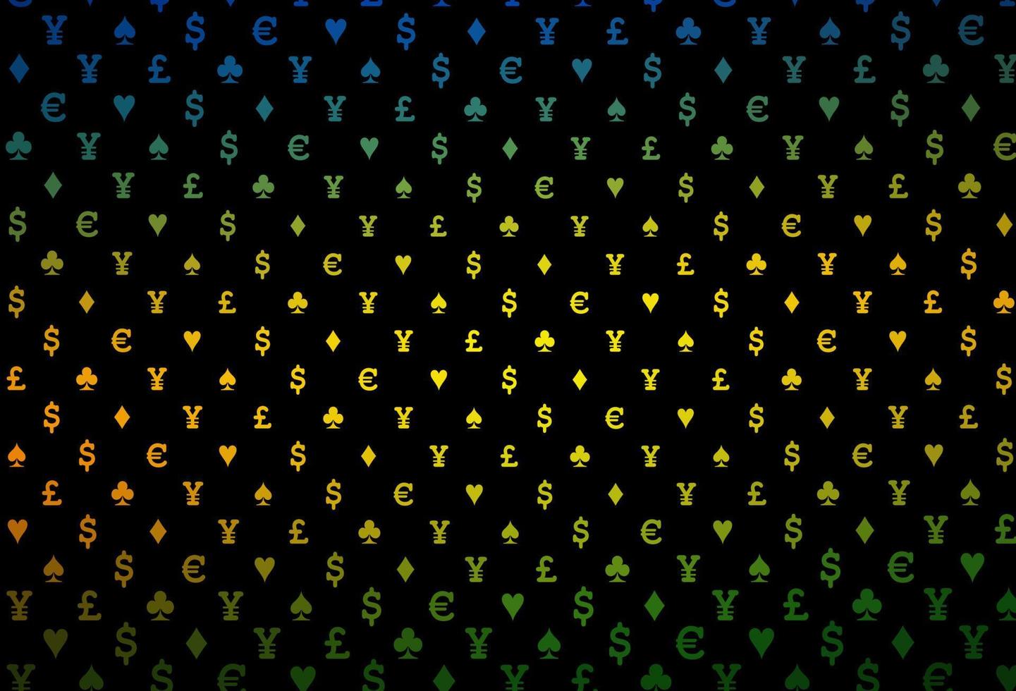 Fondo de vector azul oscuro, amarillo con signos de tarjetas.