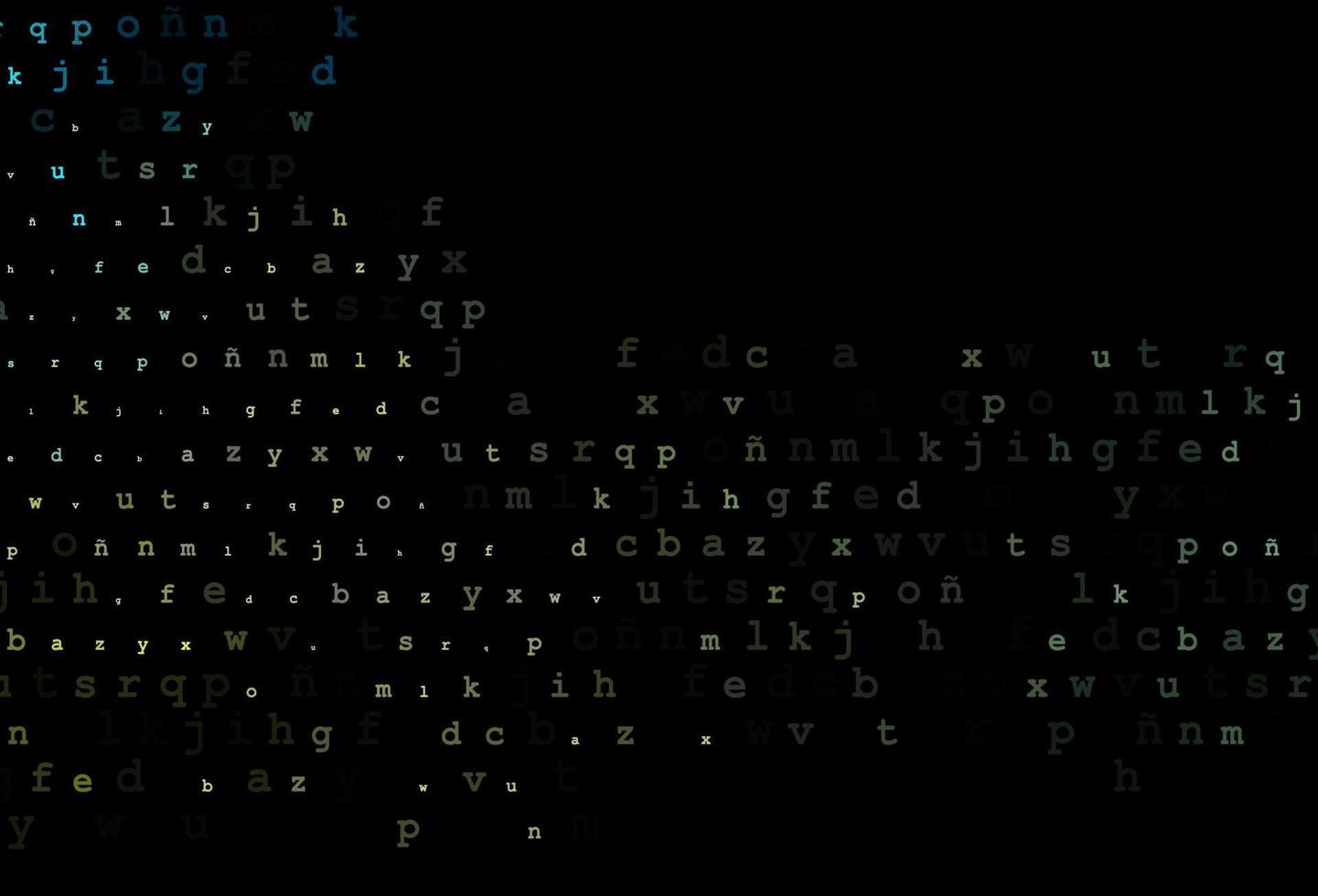 textura de vector azul oscuro, amarillo con caracteres abc.