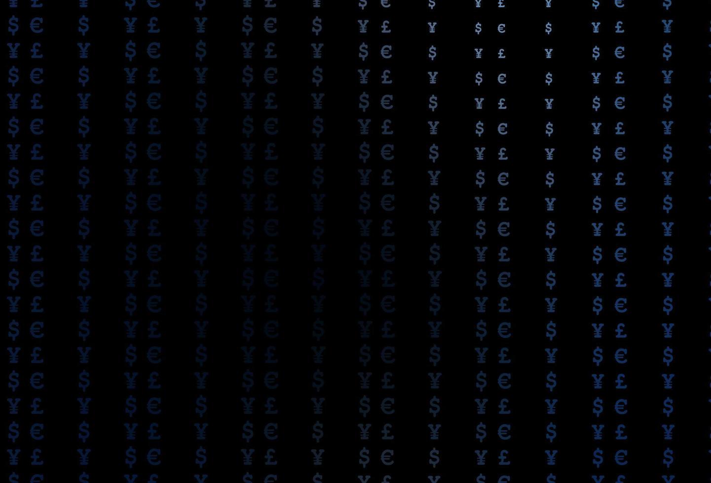 patrón vectorial azul oscuro con eur, usd, gbp, jpy. vector