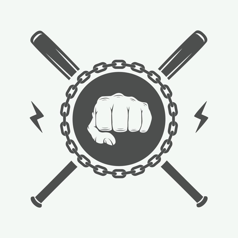 Vintage fighting or martial arts logo, emblem, badge, label and design elements. Vector Illustration