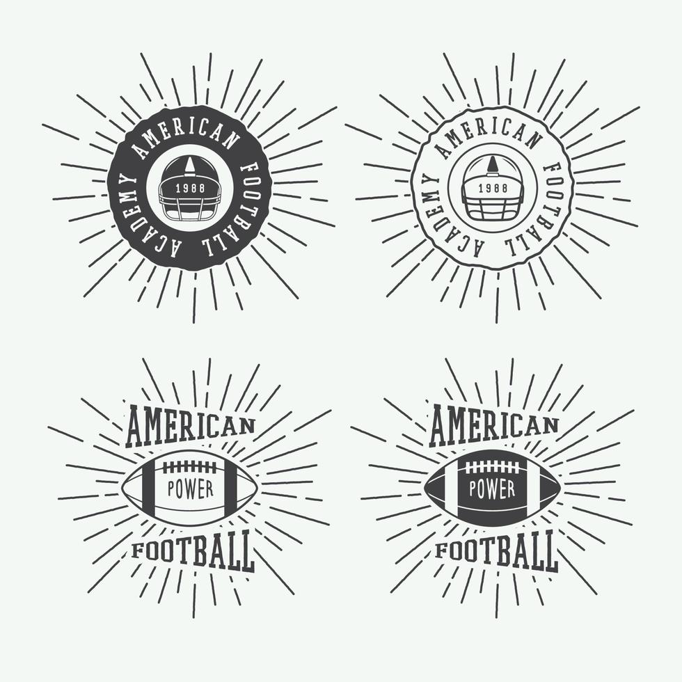 Set of vintage rugby and american football labels, emblems and logo. Vector illustration