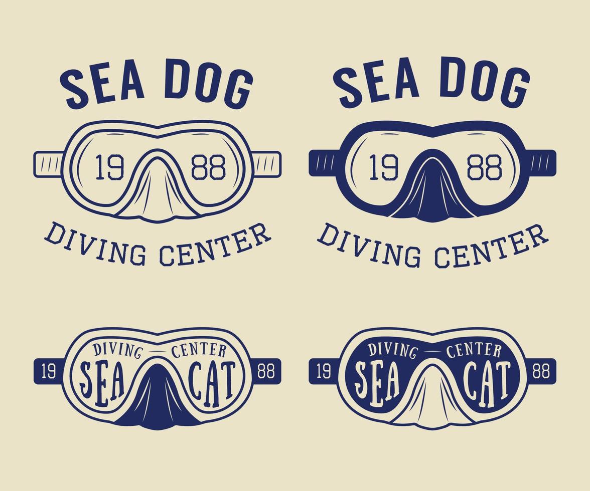 conjunto de logotipos, etiquetas y eslóganes de buceo en estilo vintage. ilustración vectorial vector