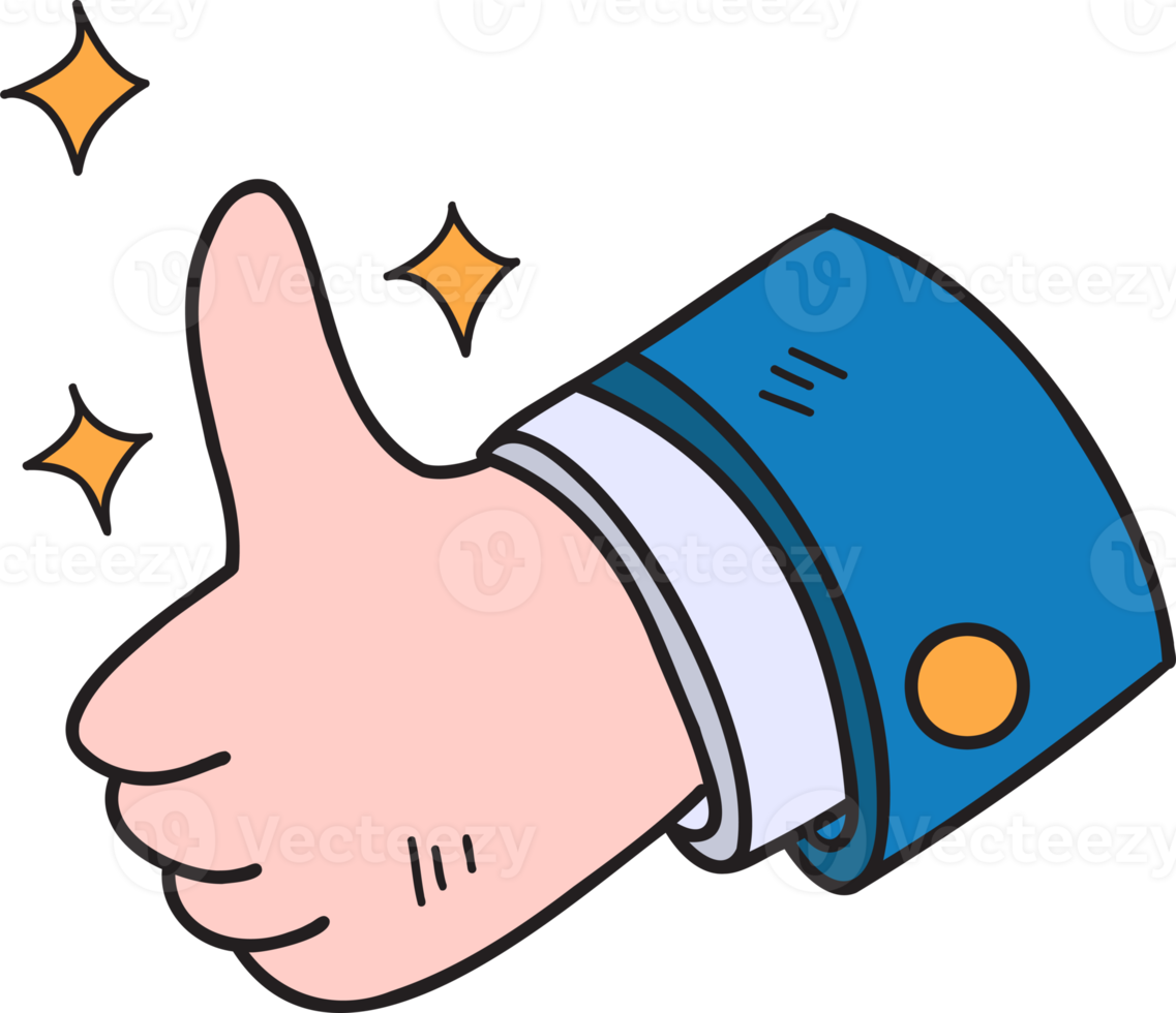 Hand Drawn thumbs up and good review illustration png