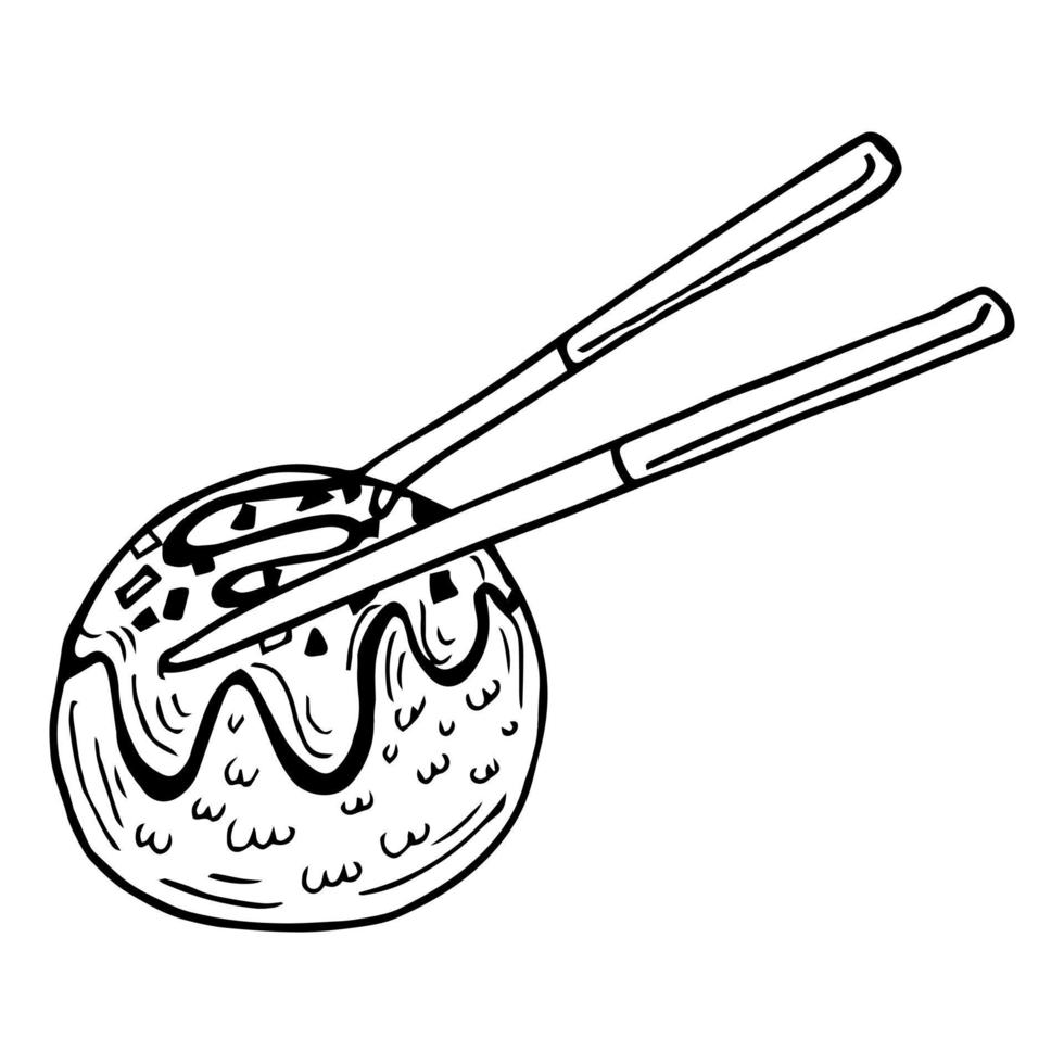 vector de takoyaki y palillos. espacio libre para texto. fondo de pantalla. comida japonesa.