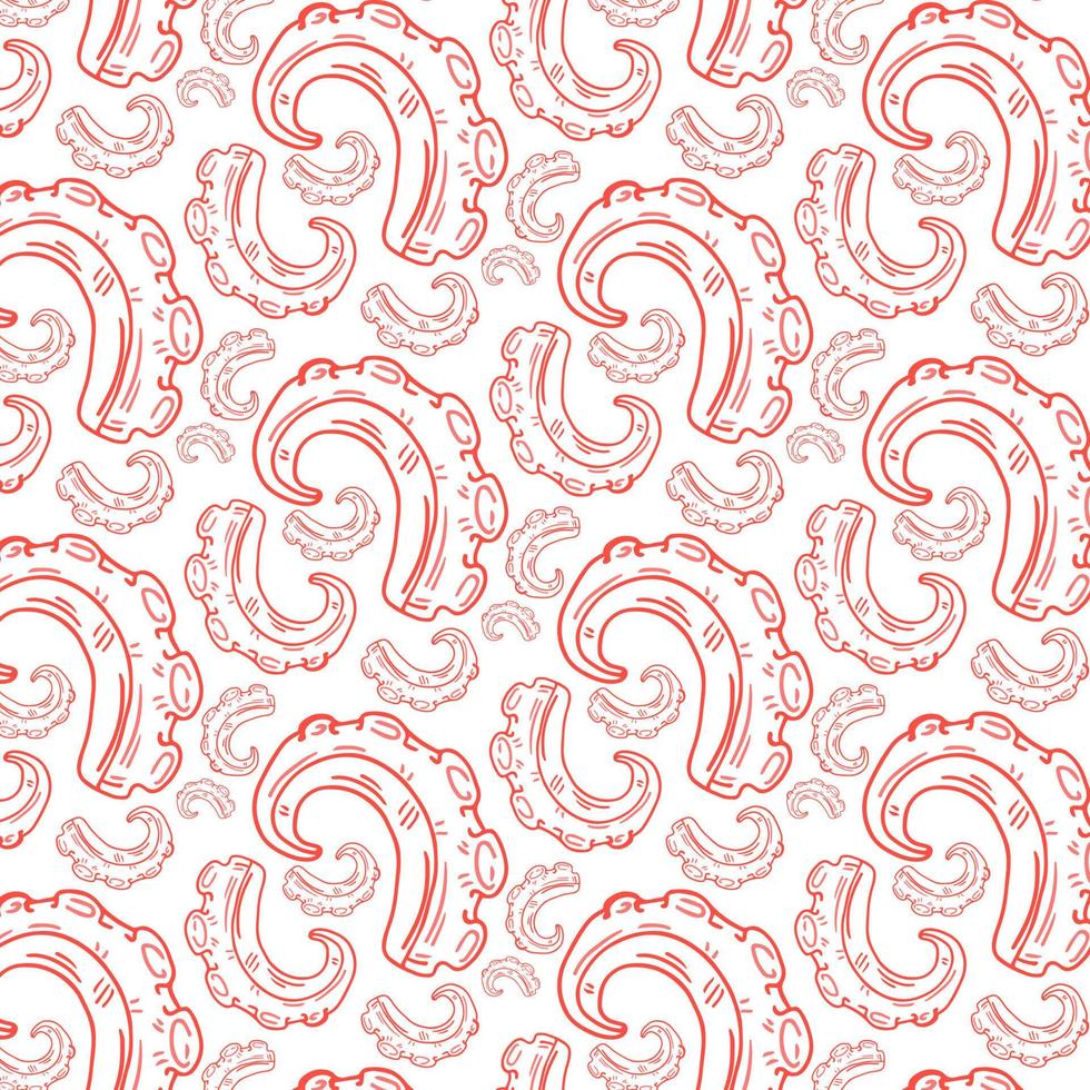 octopus tentacles - pattern. Hand drawn illustration with pnik color vector