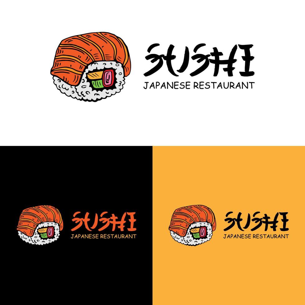 vector sushi logo isolated on different colors