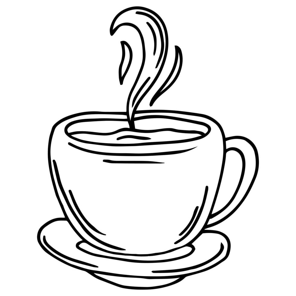 Taza De Café Pequeña - Imagen Lineal Vectorial Para Colorear. Taza: Un  Elemento Para Un Libro Para Colorear. Esquema De Dibujo A Mano.  Ilustraciones svg, vectoriales, clip art vectorizado libre de derechos.