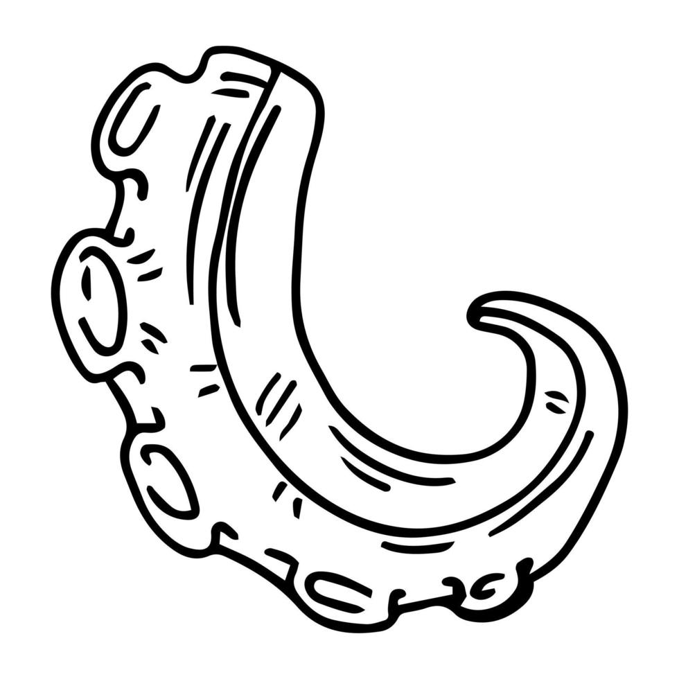 Ilustración de vector de grabado de boceto de comida de mar de tentáculo de pulpo. diseño de impresión de ropa de camiseta. imitación de tablero de rascar. imagen dibujada a mano en blanco y negro.