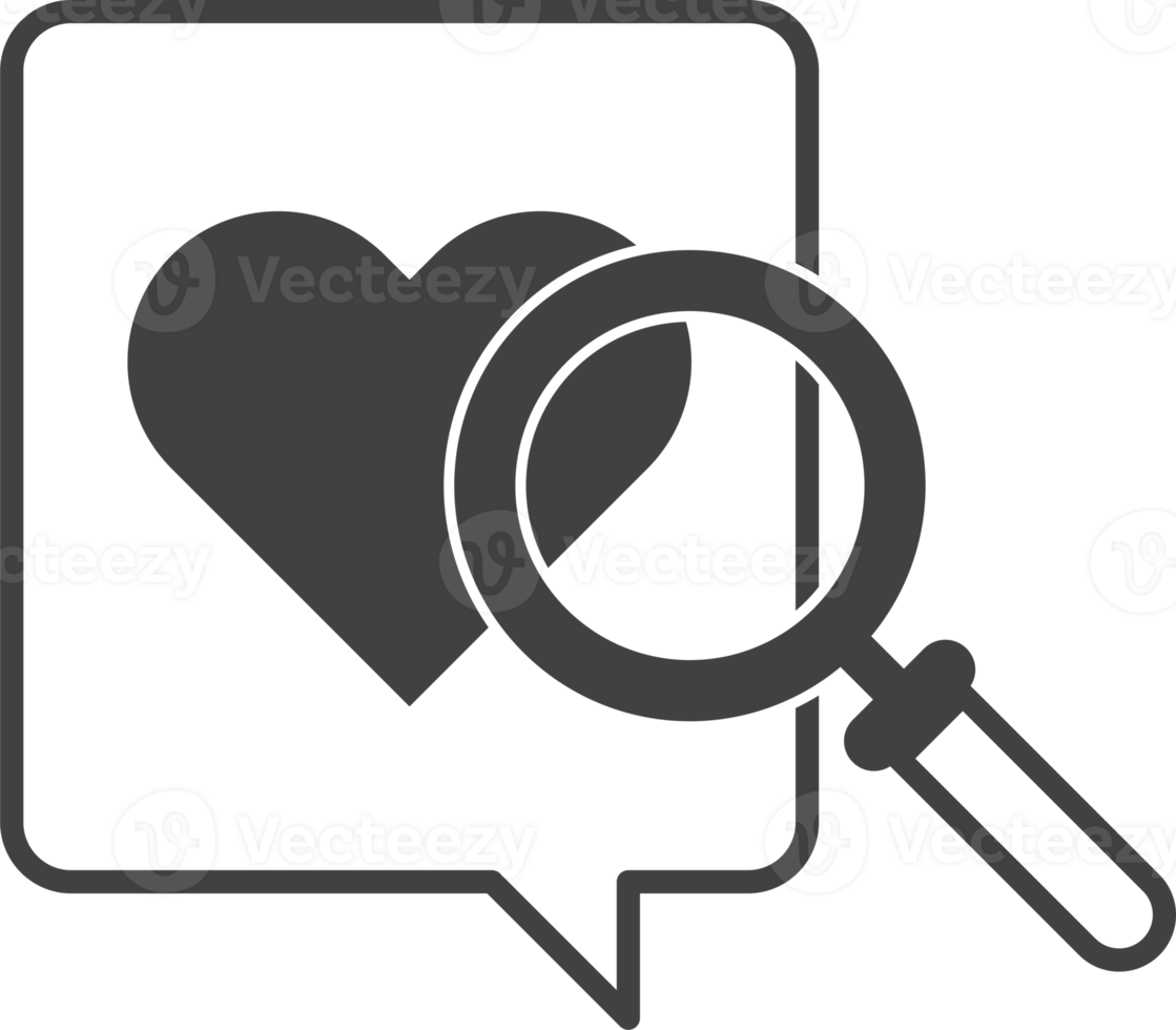 heart and magnifying glass illustration in minimal style png