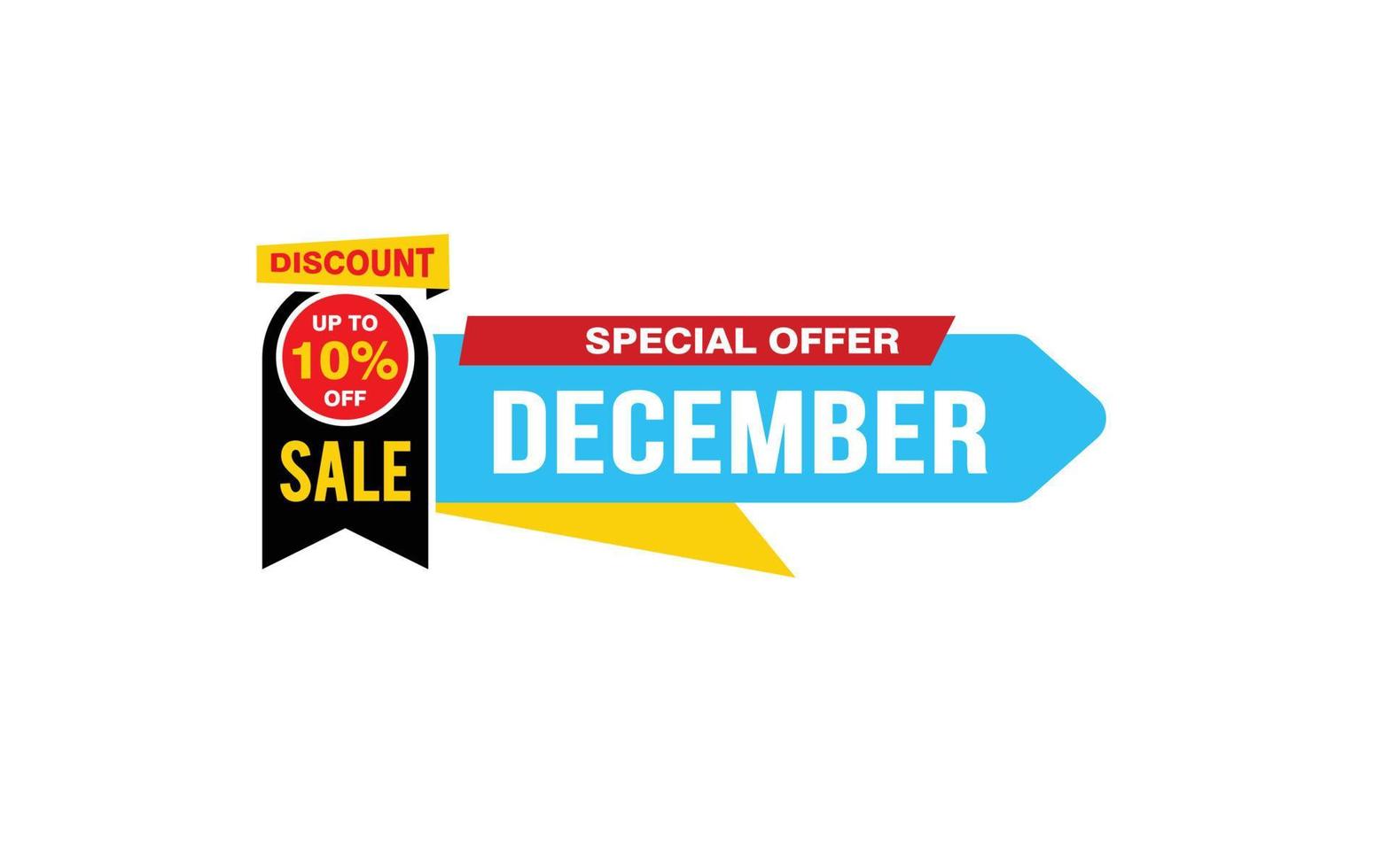 10 Percent december discount offer, clearance, promotion banner layout with sticker style. vector