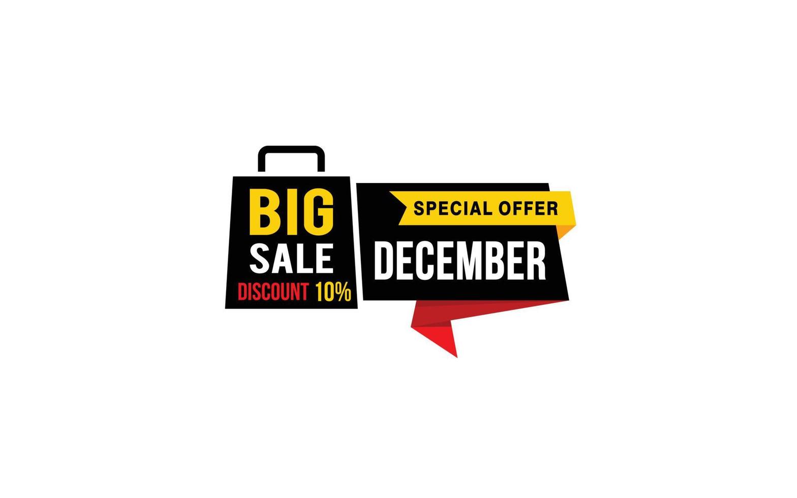 10 Percent december discount offer, clearance, promotion banner layout with sticker style. vector