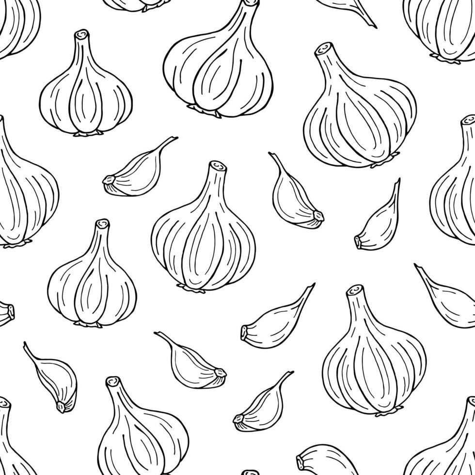 patrón sin costuras con hierbas y especias para cocinar. ilustración culinaria vectorial aislada en fondo blanco. bueno para el envasado de especias, el diseño de menús y las etiquetas de las tiendas de verduras. vector