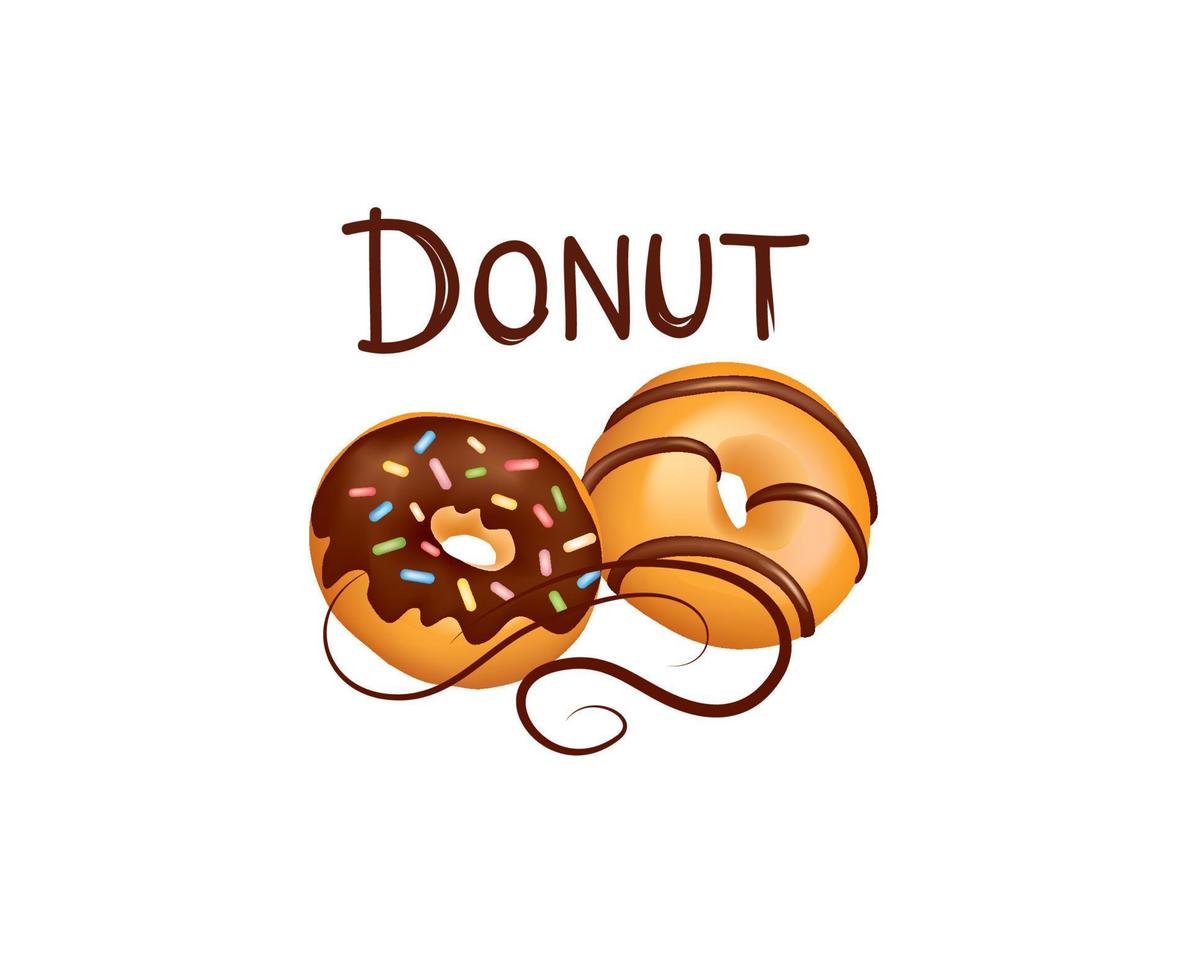 Donut icon set. Sweet pastry banner. Doughnut with white, pink and chocolate glaze and sprinkles. Bakery for party over wight background. vector