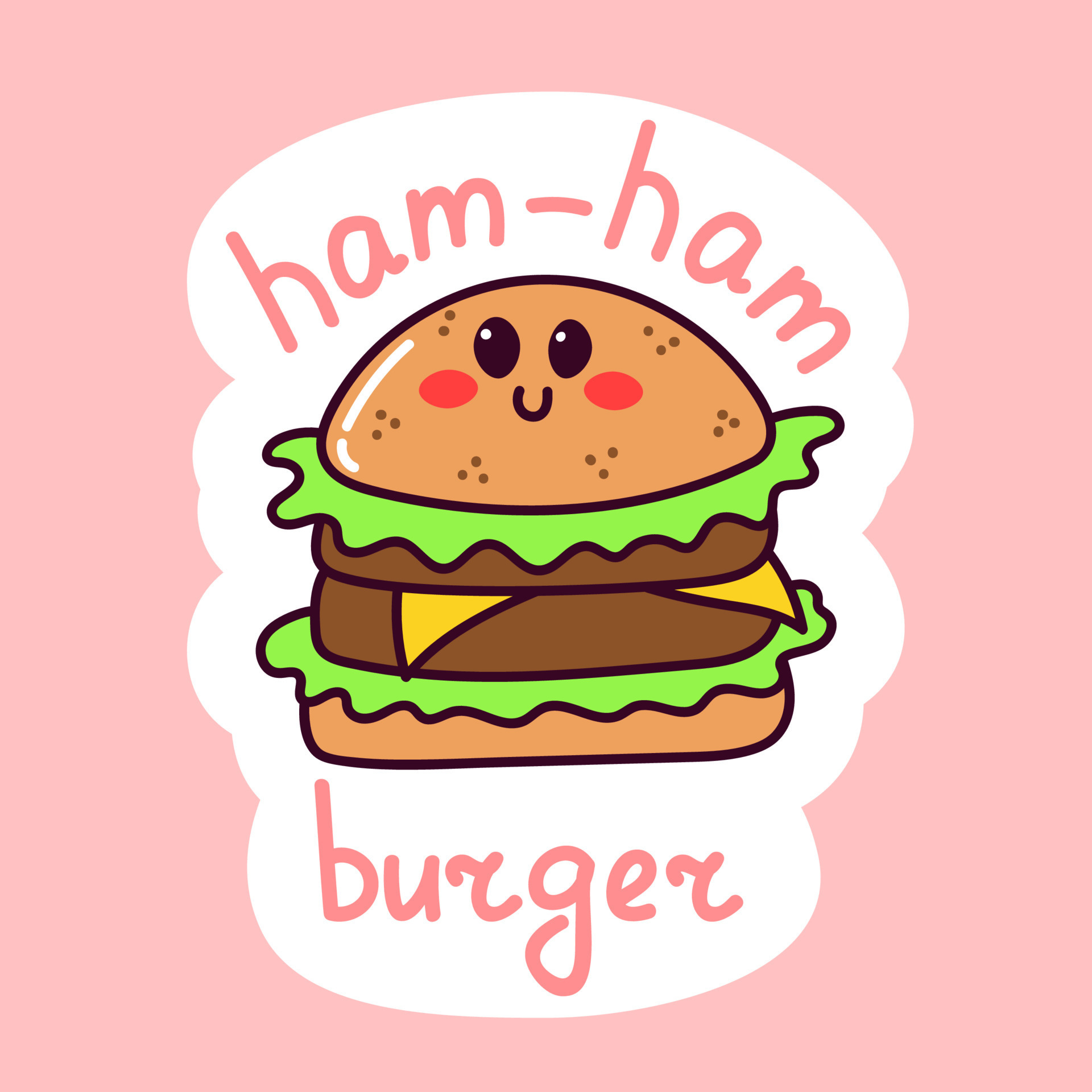 Premium Vector | Cute illustrator of double patty burger smiling kawaii  anime style