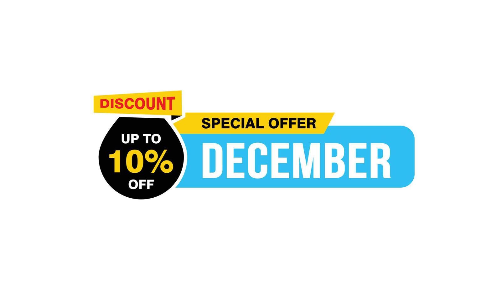 10 Percent december discount offer, clearance, promotion banner layout with sticker style. vector